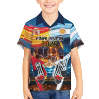 Custom Spain and Argentina Football Family Matching Off Shoulder Short Dress and Hawaiian Shirt Finalissima Make History Together LT9 - Wonder Print Shop