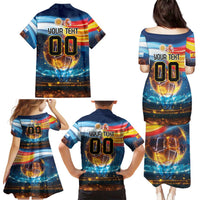 Custom Spain and Argentina Football Family Matching Puletasi and Hawaiian Shirt Finalissima Make History Together - Wonder Print Shop