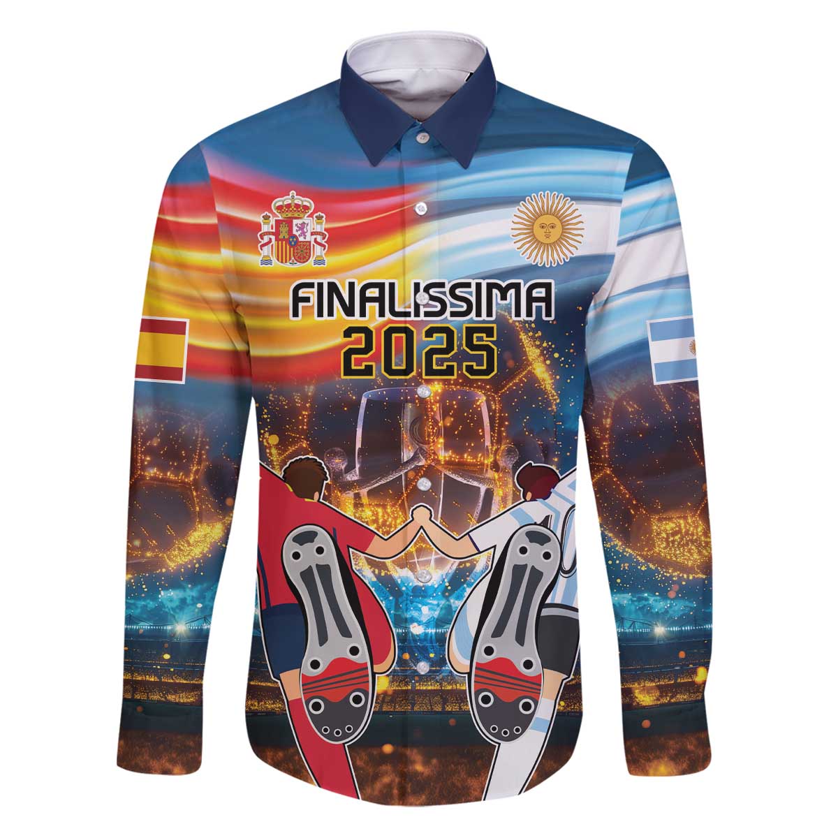 Custom Spain and Argentina Football Family Matching Puletasi and Hawaiian Shirt Finalissima Make History Together - Wonder Print Shop
