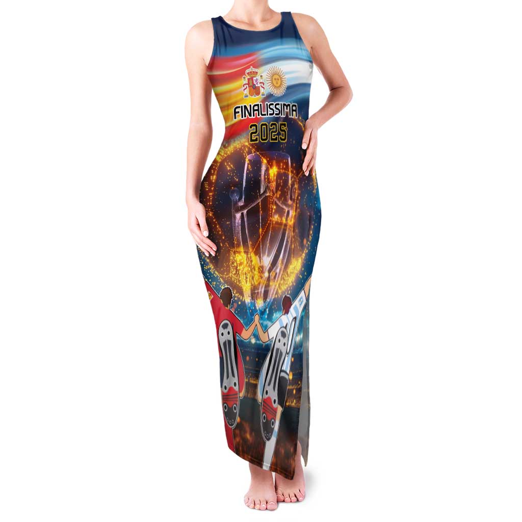 Custom Spain and Argentina Football Family Matching Tank Maxi Dress and Hawaiian Shirt Finalissima Make History Together - Wonder Print Shop