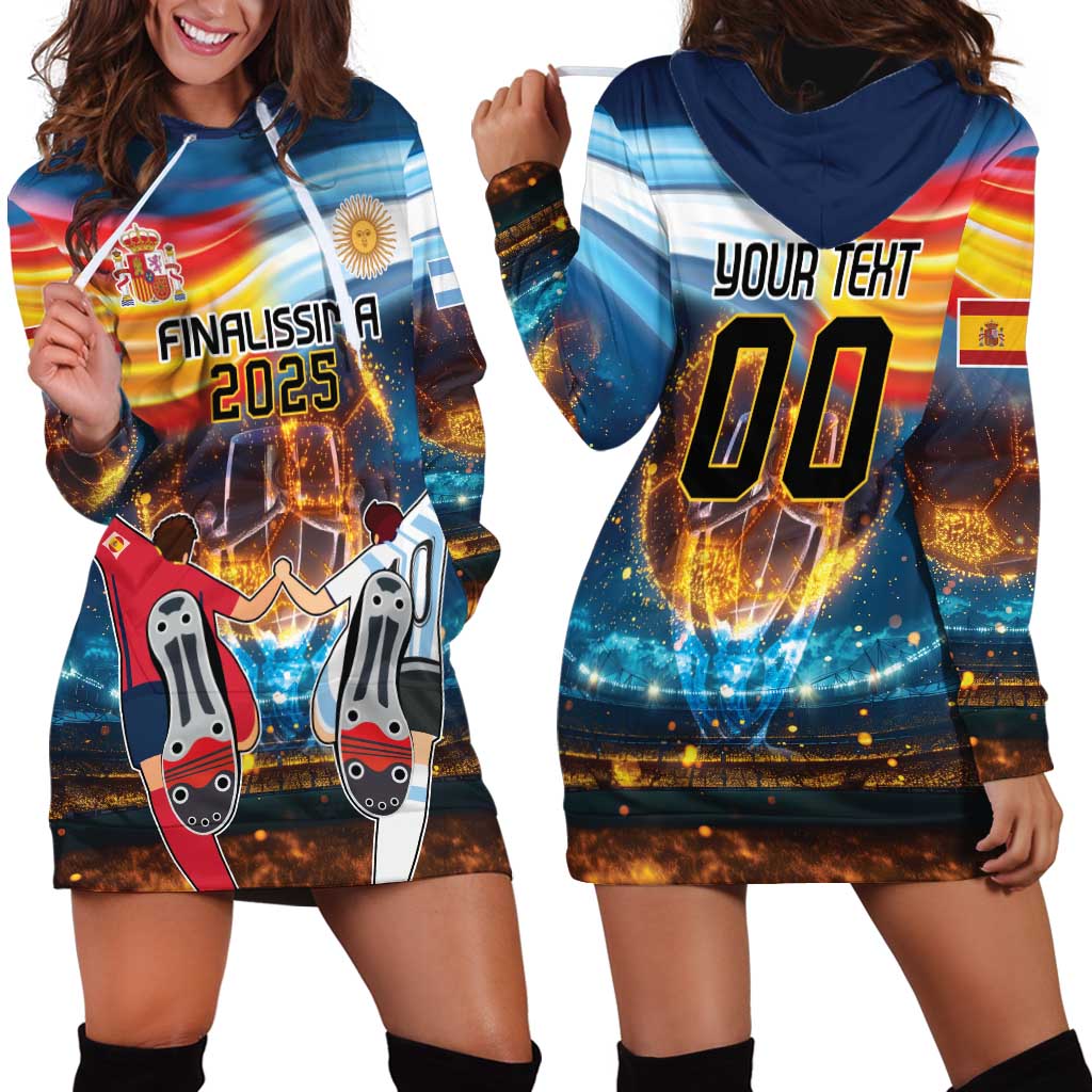 Custom Spain and Argentina Football Hoodie Dress Finalissima Make History Together - Wonder Print Shop