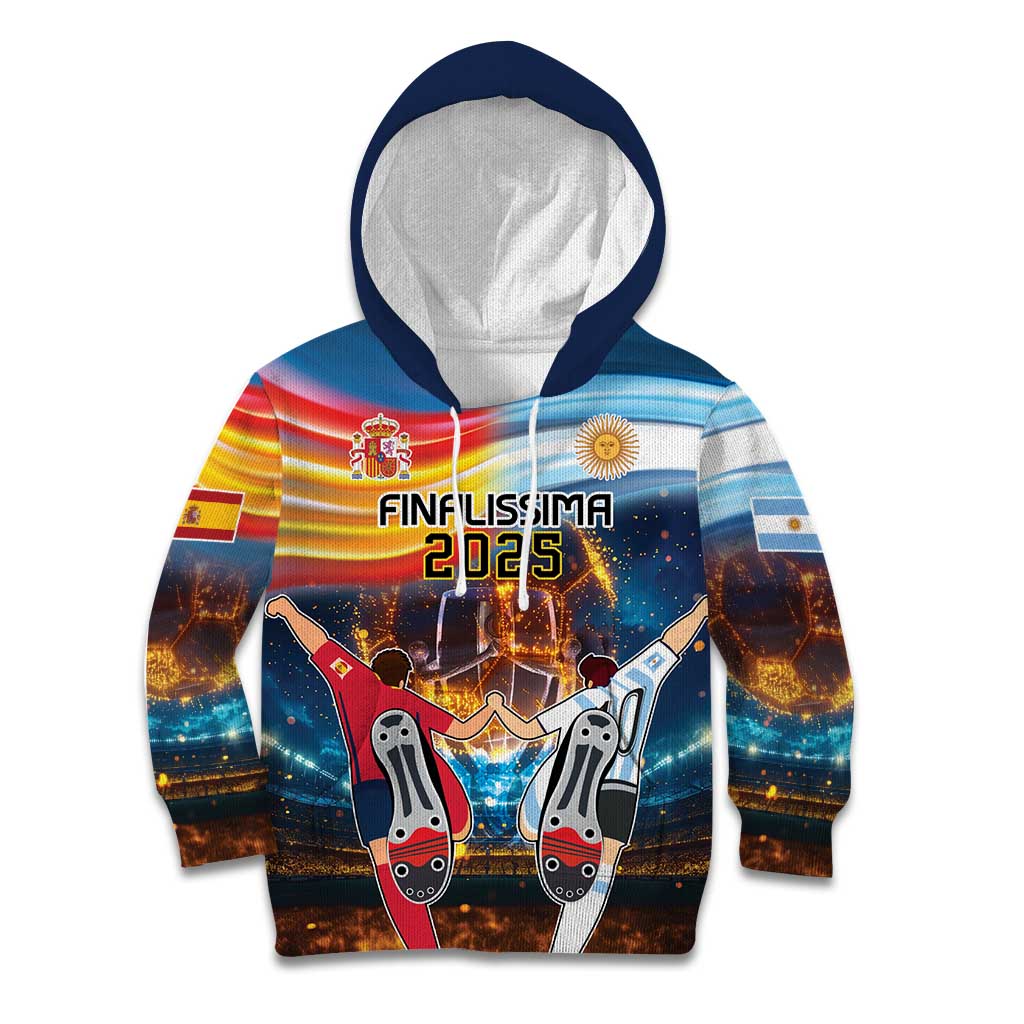 Custom Spain and Argentina Football Kid Hoodie Finalissima Make History Together - Wonder Print Shop