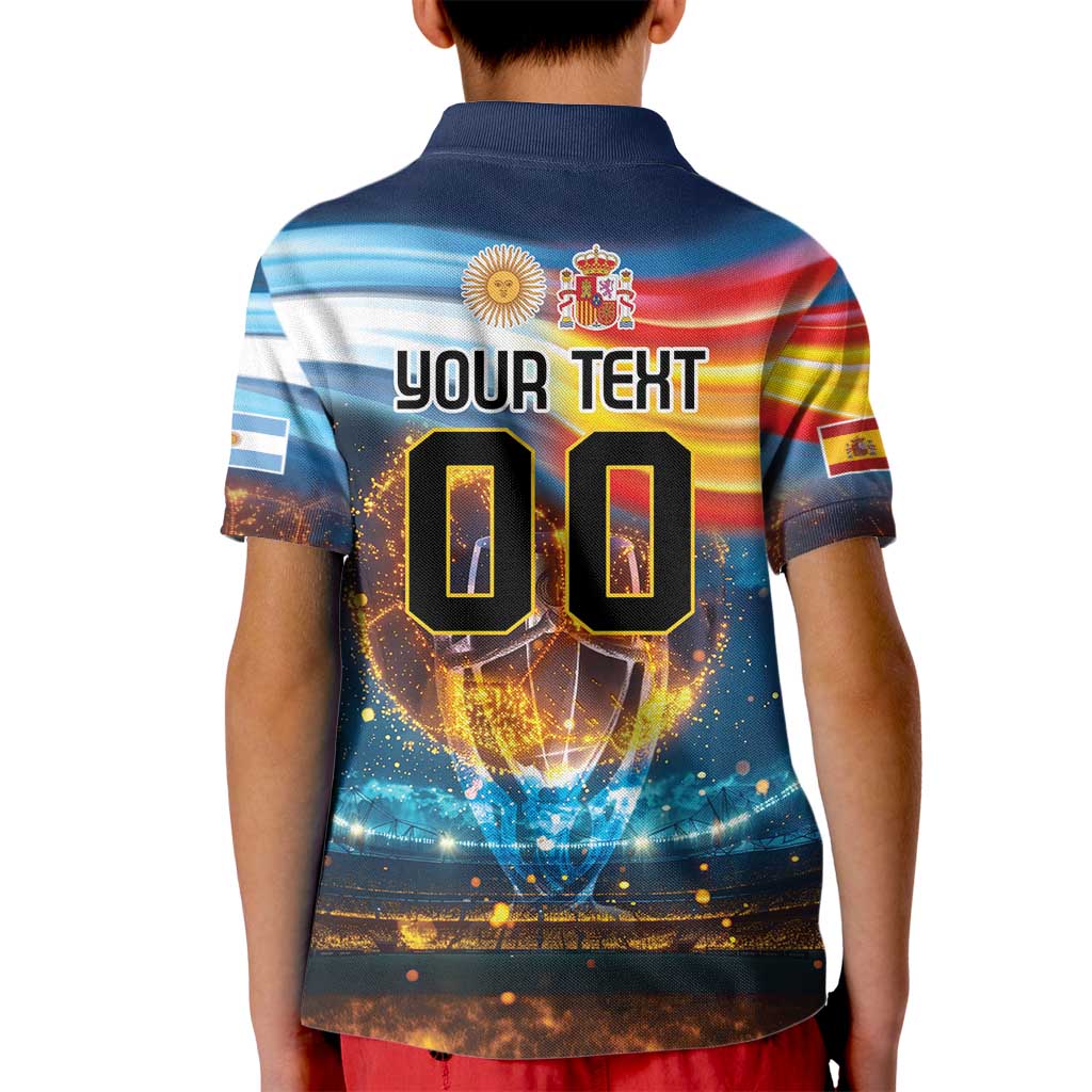 Custom Spain and Argentina Football Kid Polo Shirt Finalissima Make History Together - Wonder Print Shop