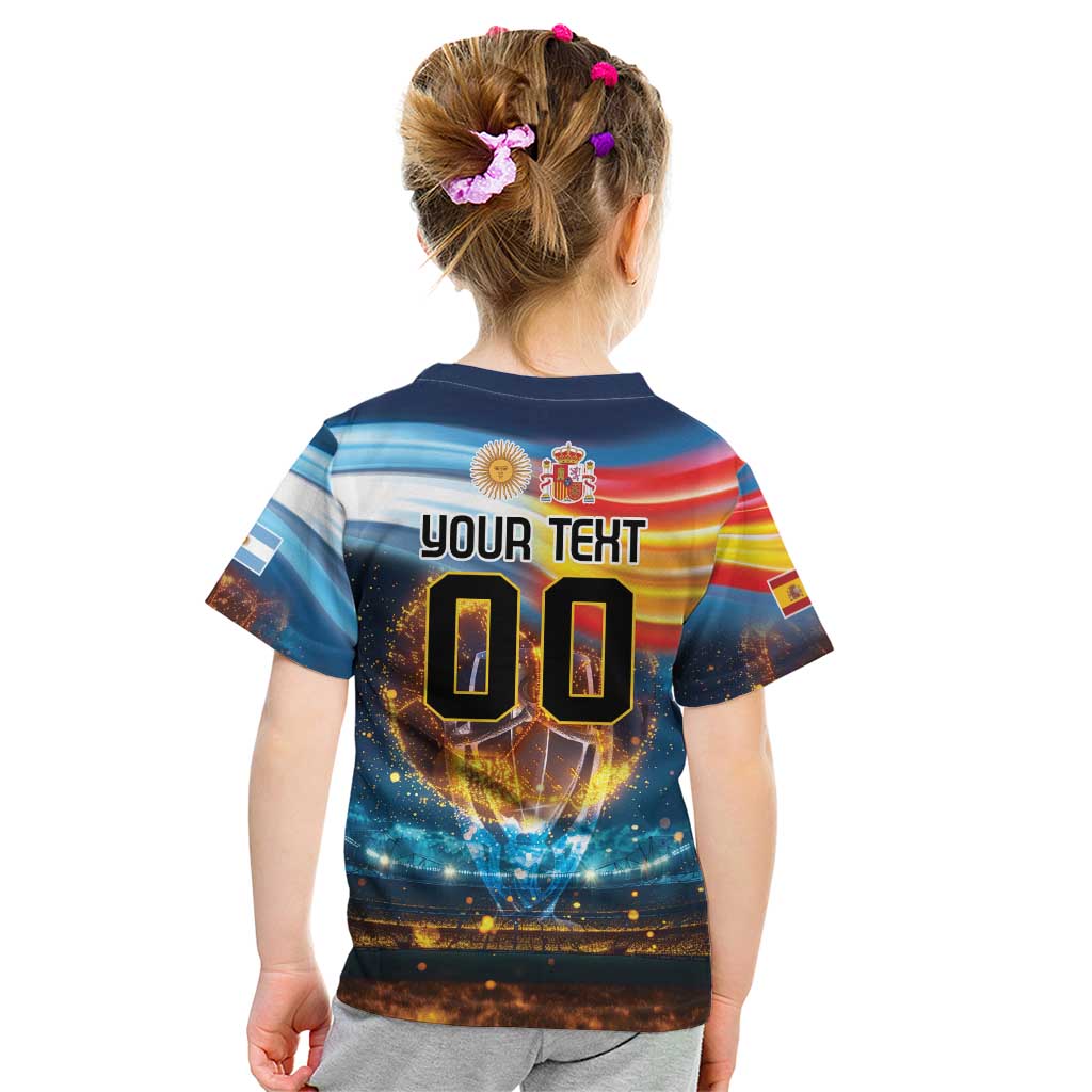 Custom Spain and Argentina Football Kid T Shirt Finalissima Make History Together - Wonder Print Shop