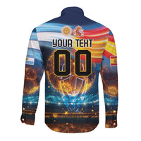 Custom Spain and Argentina Football Long Sleeve Button Shirt Finalissima Make History Together - Wonder Print Shop