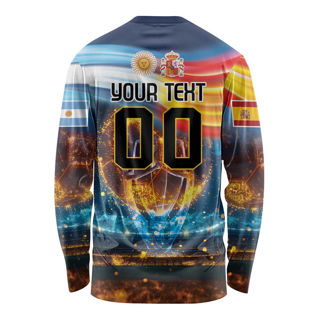 Custom Spain and Argentina Football Long Sleeve Shirt Finalissima Make History Together - Wonder Print Shop