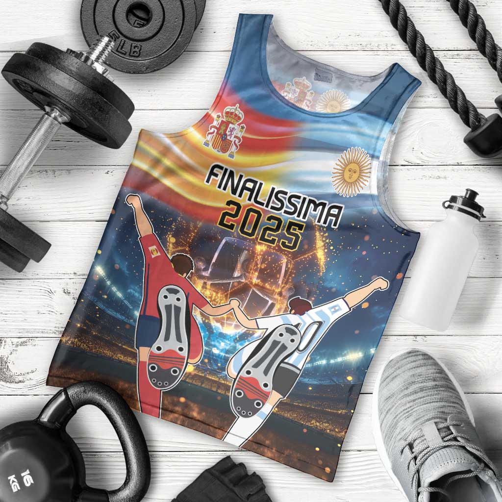 Custom Spain and Argentina Football Men Tank Top Finalissima Make History Together - Wonder Print Shop