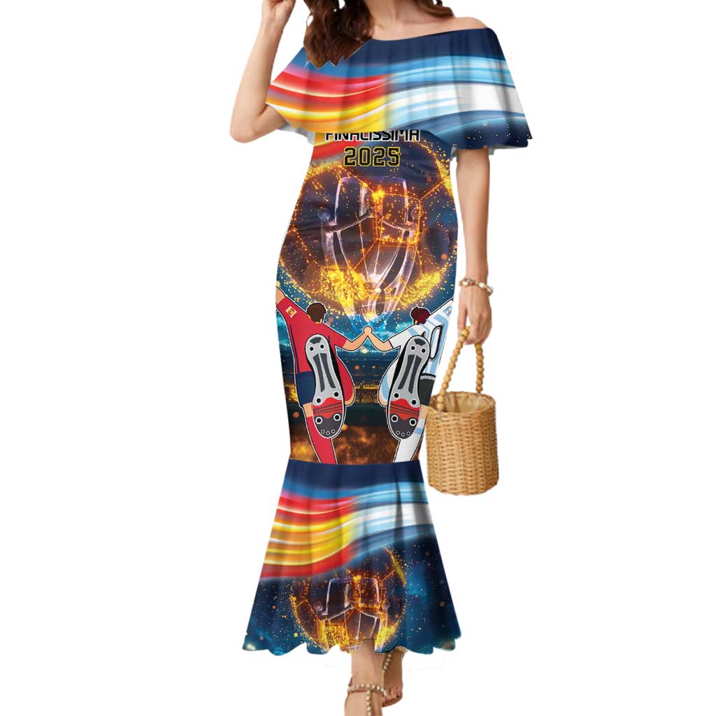 Custom Spain and Argentina Football Mermaid Dress Finalissima Make History Together - Wonder Print Shop