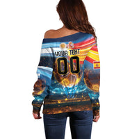 Custom Spain and Argentina Football Off Shoulder Sweater Finalissima Make History Together - Wonder Print Shop