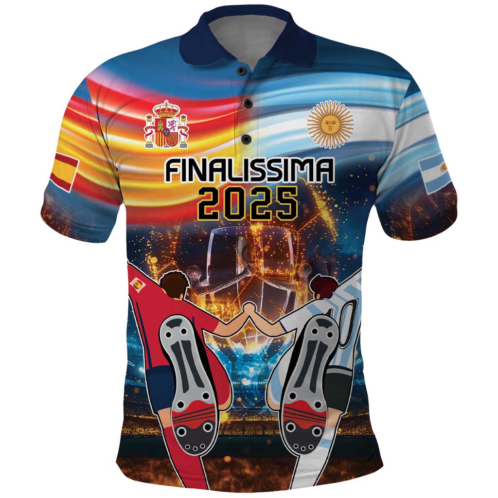 Custom Spain and Argentina Football Polo Shirt Finalissima Make History Together - Wonder Print Shop