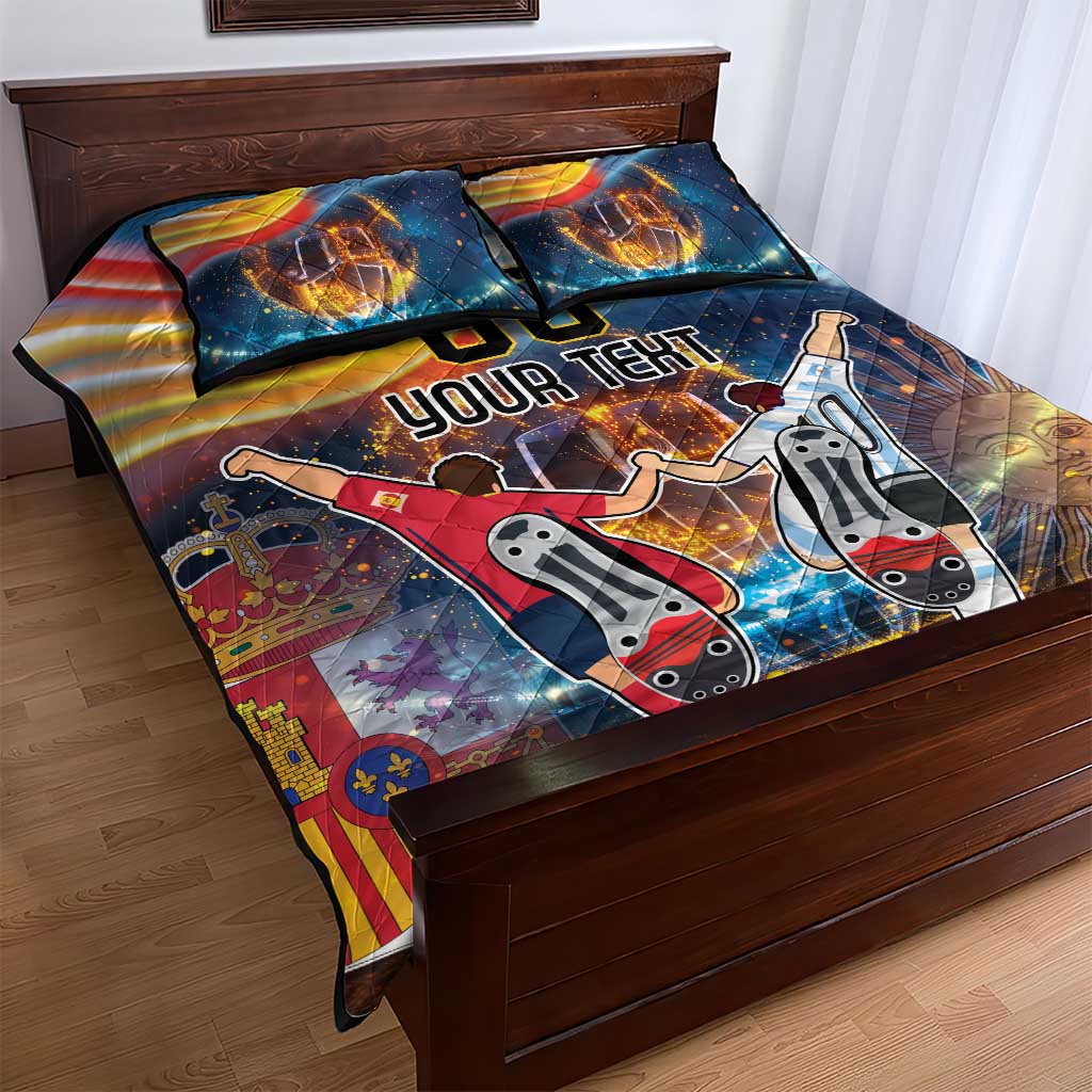 Custom Spain and Argentina Football Quilt Bed Set Finalissima Make History Together - Wonder Print Shop