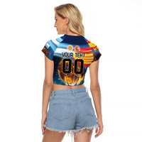 Custom Spain and Argentina Football Raglan Cropped T Shirt Finalissima Make History Together - Wonder Print Shop