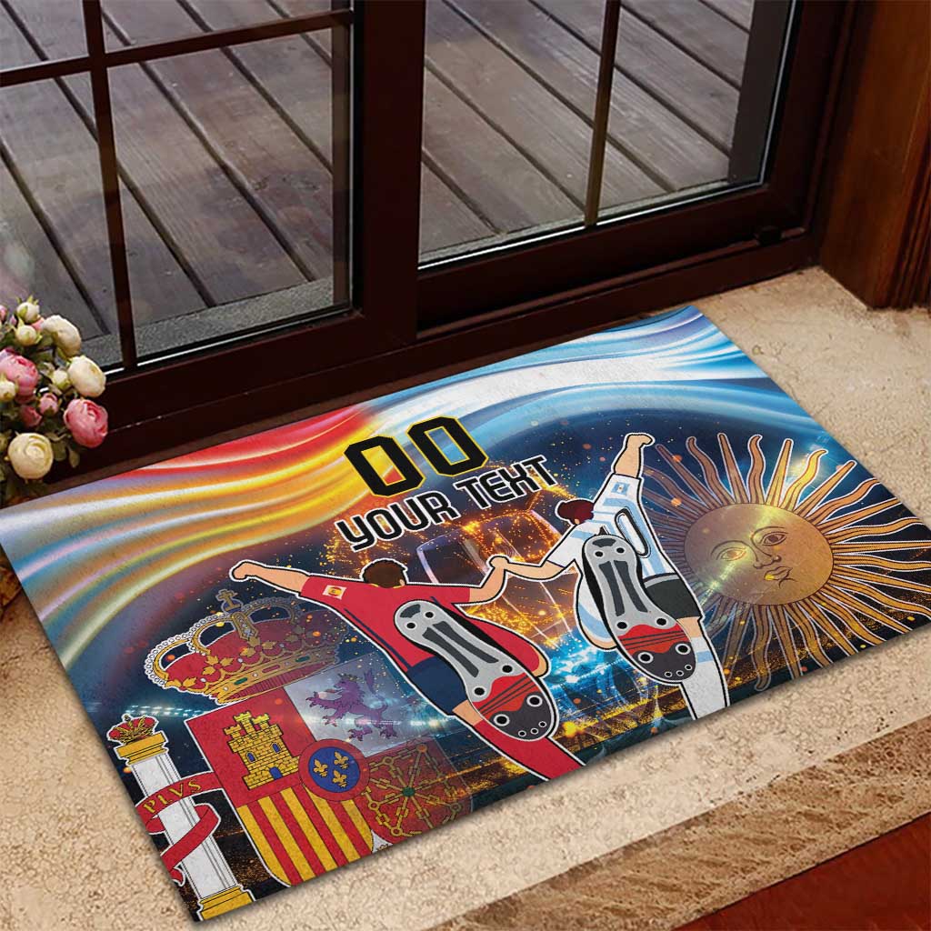 Custom Spain and Argentina Football Rubber Doormat Finalissima Make History Together - Wonder Print Shop