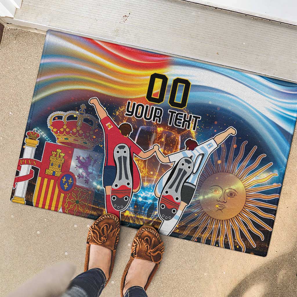 Custom Spain and Argentina Football Rubber Doormat Finalissima Make History Together - Wonder Print Shop