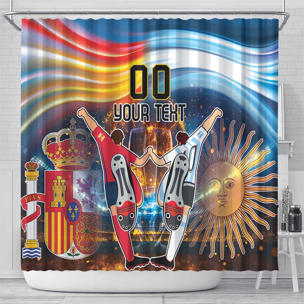 Custom Spain and Argentina Football Shower Curtain Finalissima Make History Together