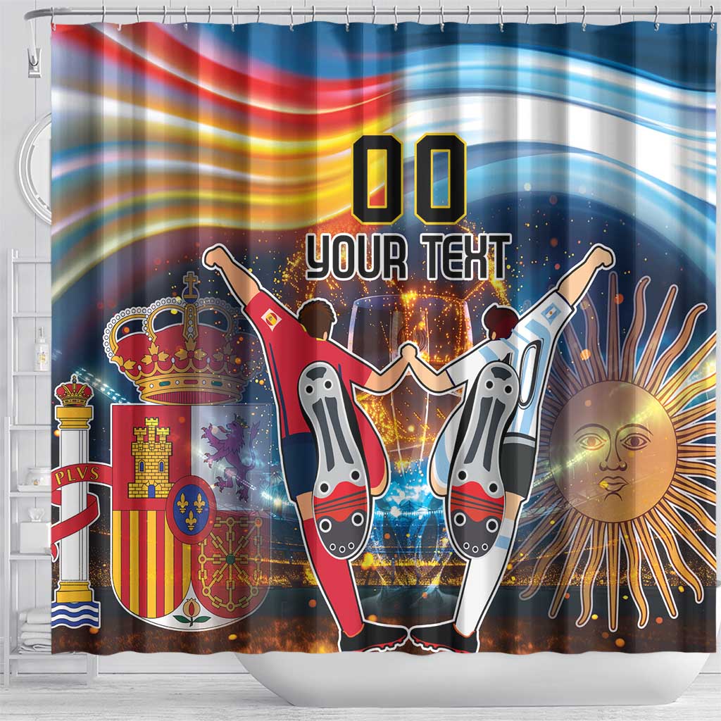 Custom Spain and Argentina Football Shower Curtain Finalissima Make History Together