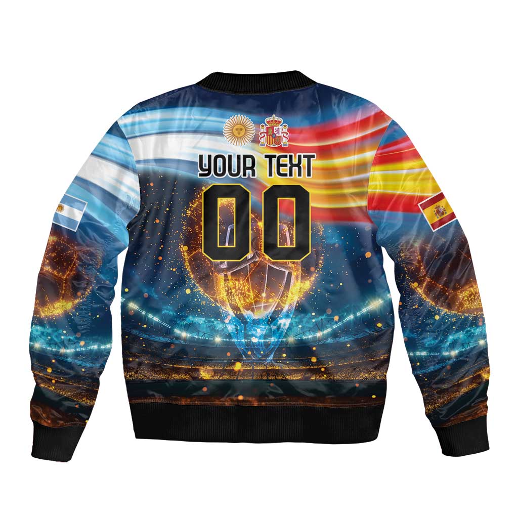 Custom Spain and Argentina Football Sleeve Zip Bomber Jacket Finalissima Make History Together - Wonder Print Shop