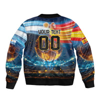 Custom Spain and Argentina Football Sleeve Zip Bomber Jacket Finalissima Make History Together - Wonder Print Shop