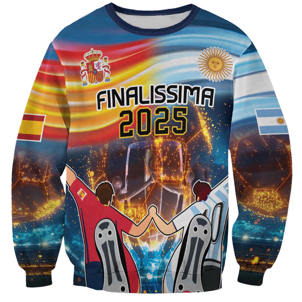 Custom Spain and Argentina Football Sweatshirt Finalissima Make History Together - Wonder Print Shop