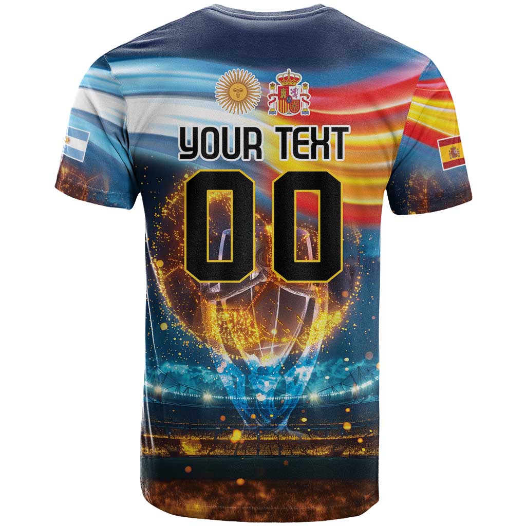 Custom Spain and Argentina Football T Shirt Finalissima Make History Together - Wonder Print Shop