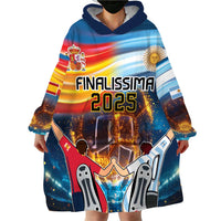 Custom Spain and Argentina Football Wearable Blanket Hoodie Finalissima Make History Together - Wonder Print Shop