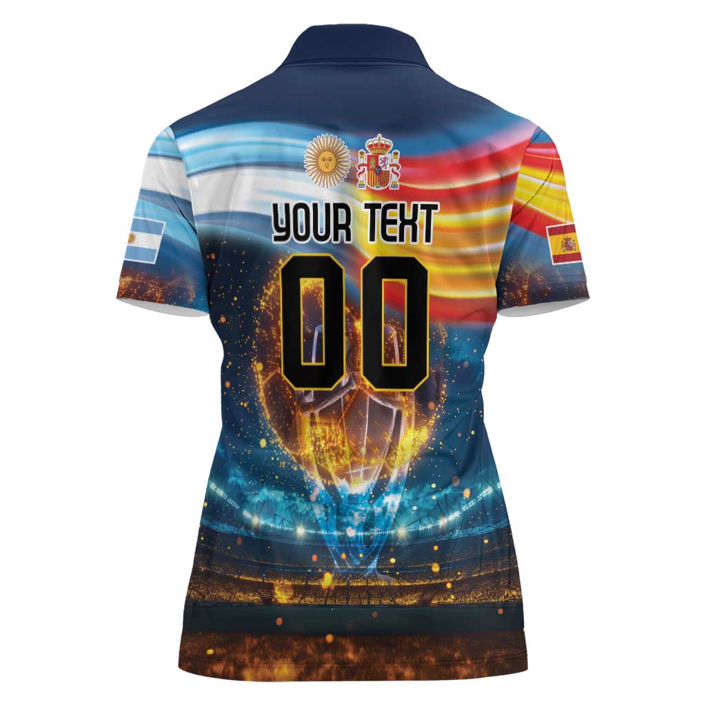 Custom Spain and Argentina Football Women Polo Shirt Finalissima Make History Together - Wonder Print Shop