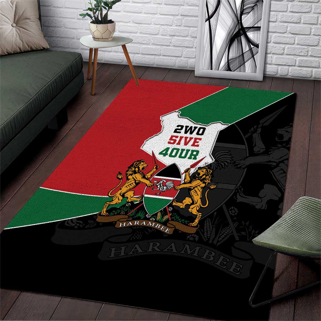 Kenya 254 Area Rug Kenyan Flag Map Double Lion Shield - Wonder Print Shop