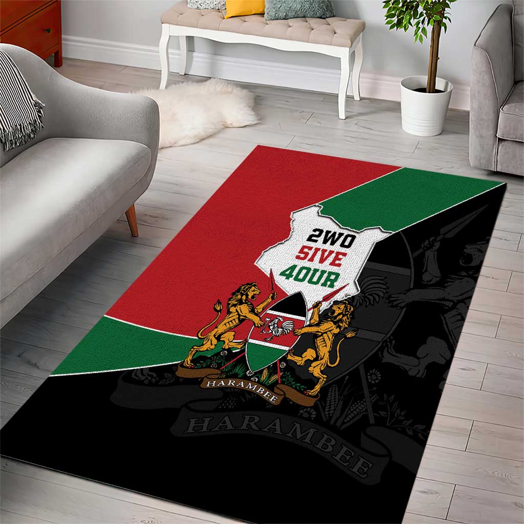 Kenya 254 Area Rug Kenyan Flag Map Double Lion Shield - Wonder Print Shop