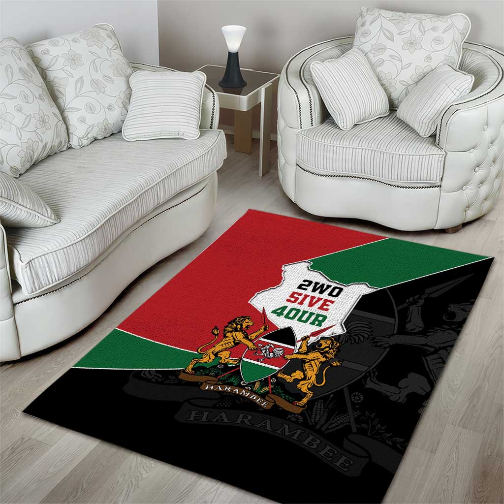 Kenya 254 Area Rug Kenyan Flag Map Double Lion Shield - Wonder Print Shop