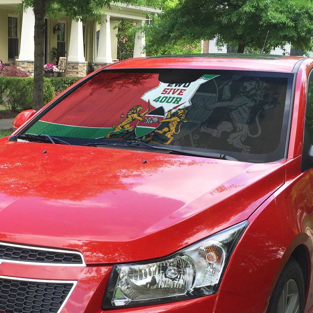 Kenya 254 Auto Sun Shade Kenyan Flag Map Double Lion Shield - Wonder Print Shop