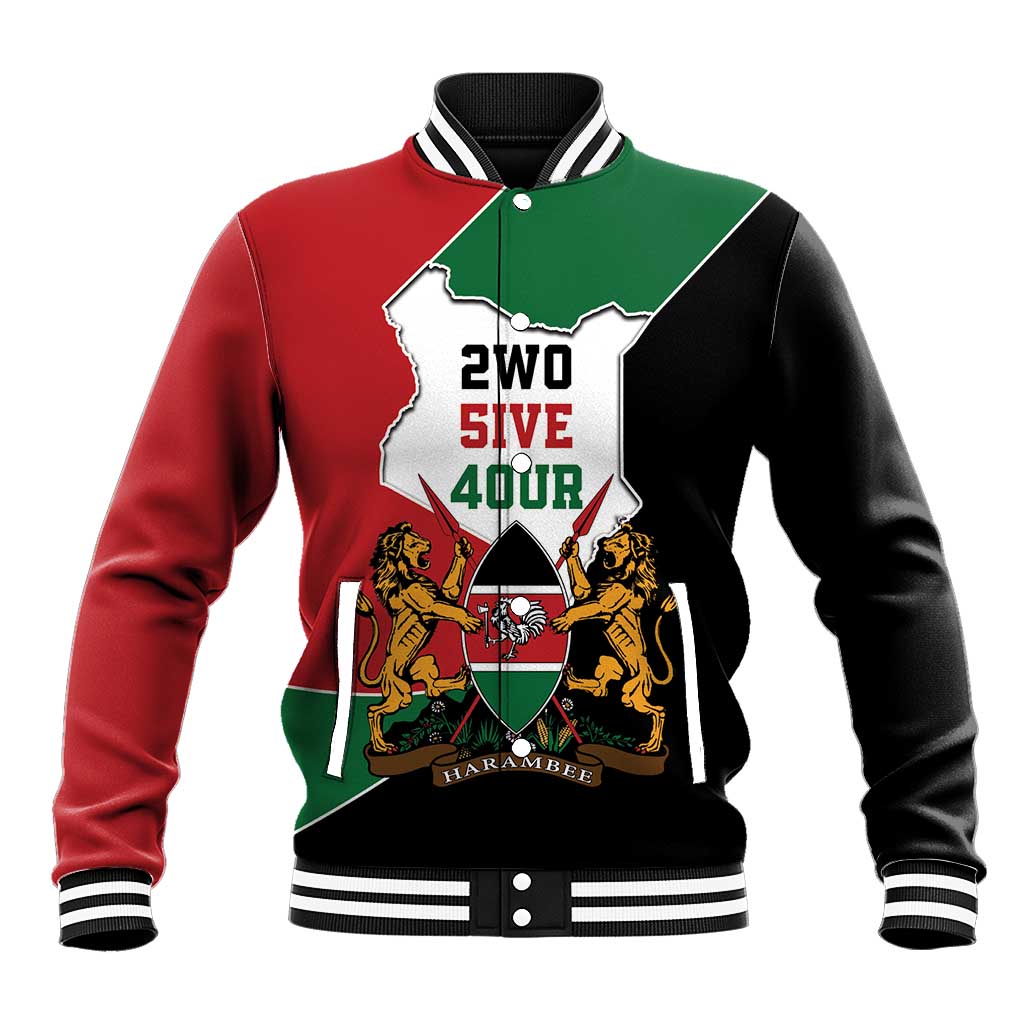 Kenya 254 Baseball Jacket Kenyan Flag Map Double Lion Shield - Wonder Print Shop