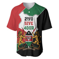 Kenya 254 Baseball Jersey Kenyan Flag Map Double Lion Shield - Wonder Print Shop
