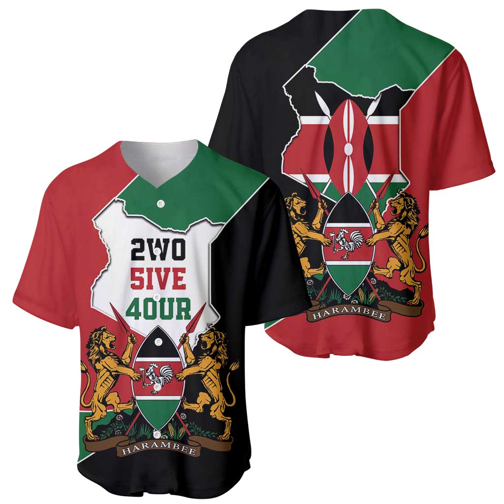 Kenya 254 Baseball Jersey Kenyan Flag Map Double Lion Shield - Wonder Print Shop