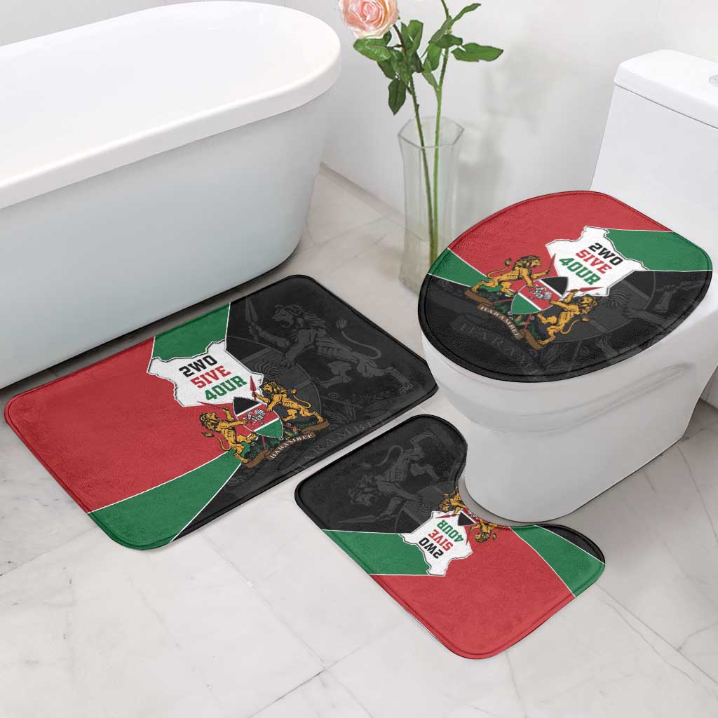 Kenya 254 Bathroom Set Kenyan Flag Map Double Lion Shield - Wonder Print Shop