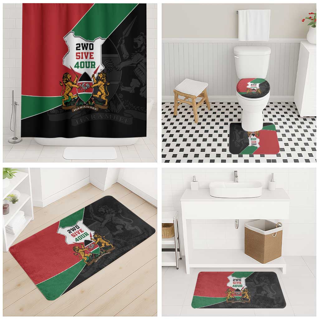 Kenya 254 Bathroom Set Kenyan Flag Map Double Lion Shield - Wonder Print Shop