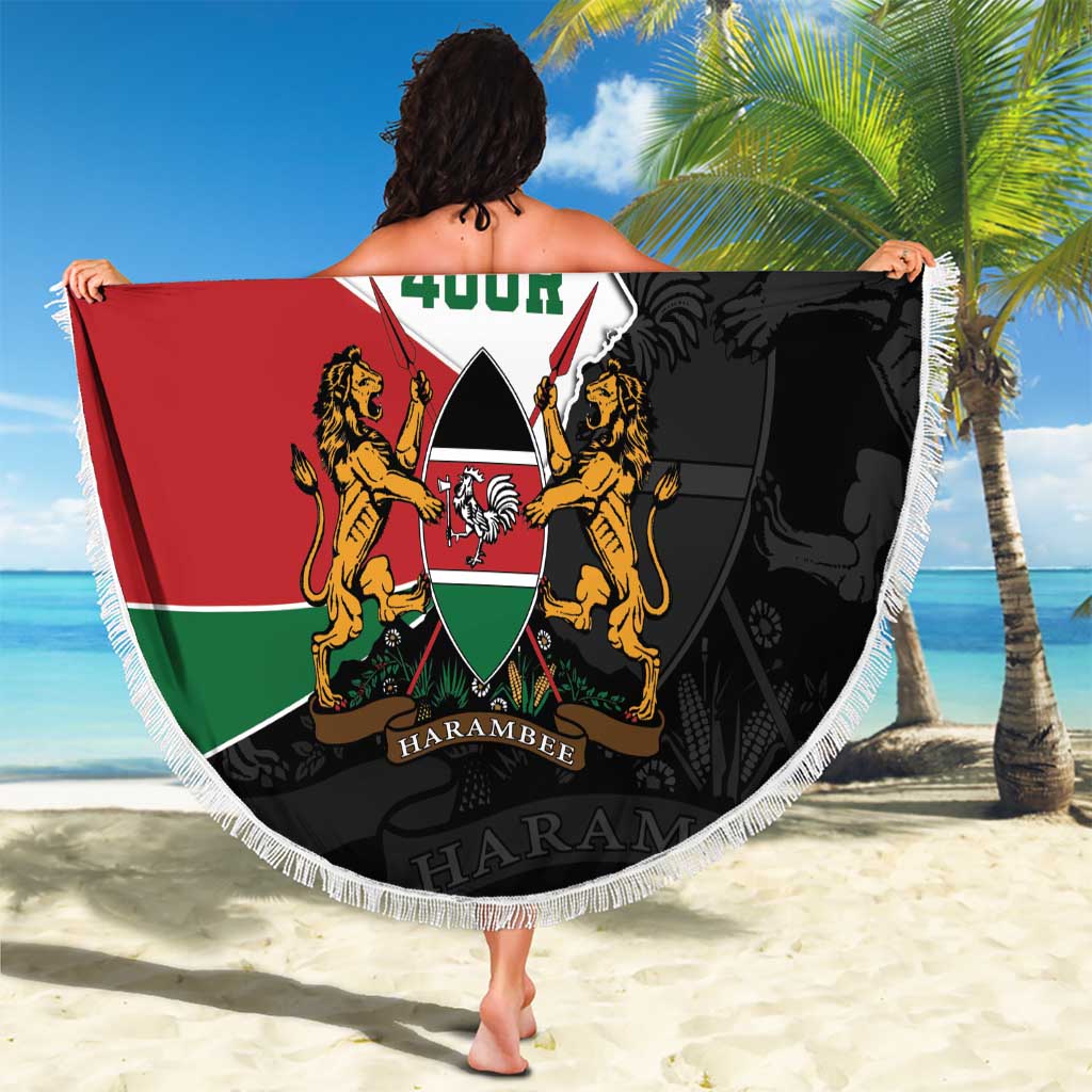 Kenya 254 Beach Blanket Kenyan Flag Map Double Lion Shield - Wonder Print Shop