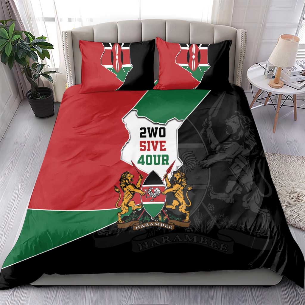 Kenya 254 Bedding Set Kenyan Flag Map Double Lion Shield - Wonder Print Shop