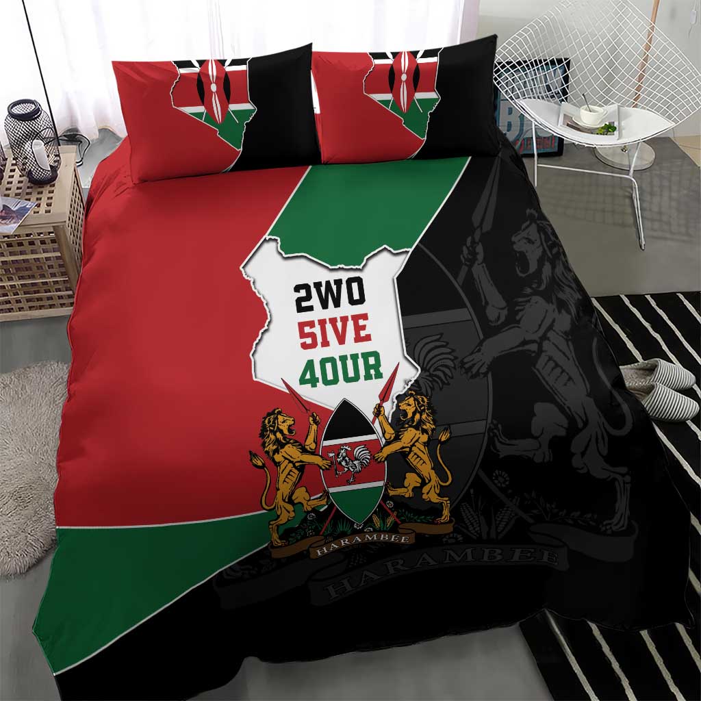Kenya 254 Bedding Set Kenyan Flag Map Double Lion Shield - Wonder Print Shop