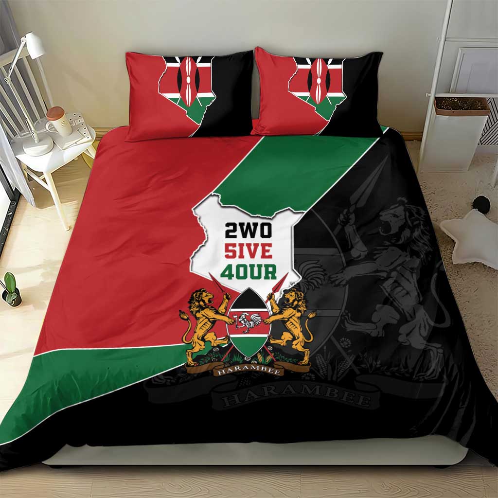 Kenya 254 Bedding Set Kenyan Flag Map Double Lion Shield - Wonder Print Shop