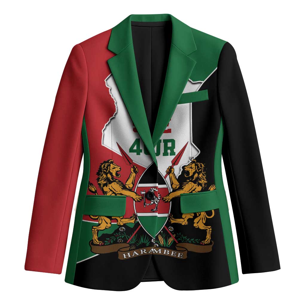 Kenya 254 Blazer Kenyan Flag Map Double Lion Shield - Wonder Print Shop