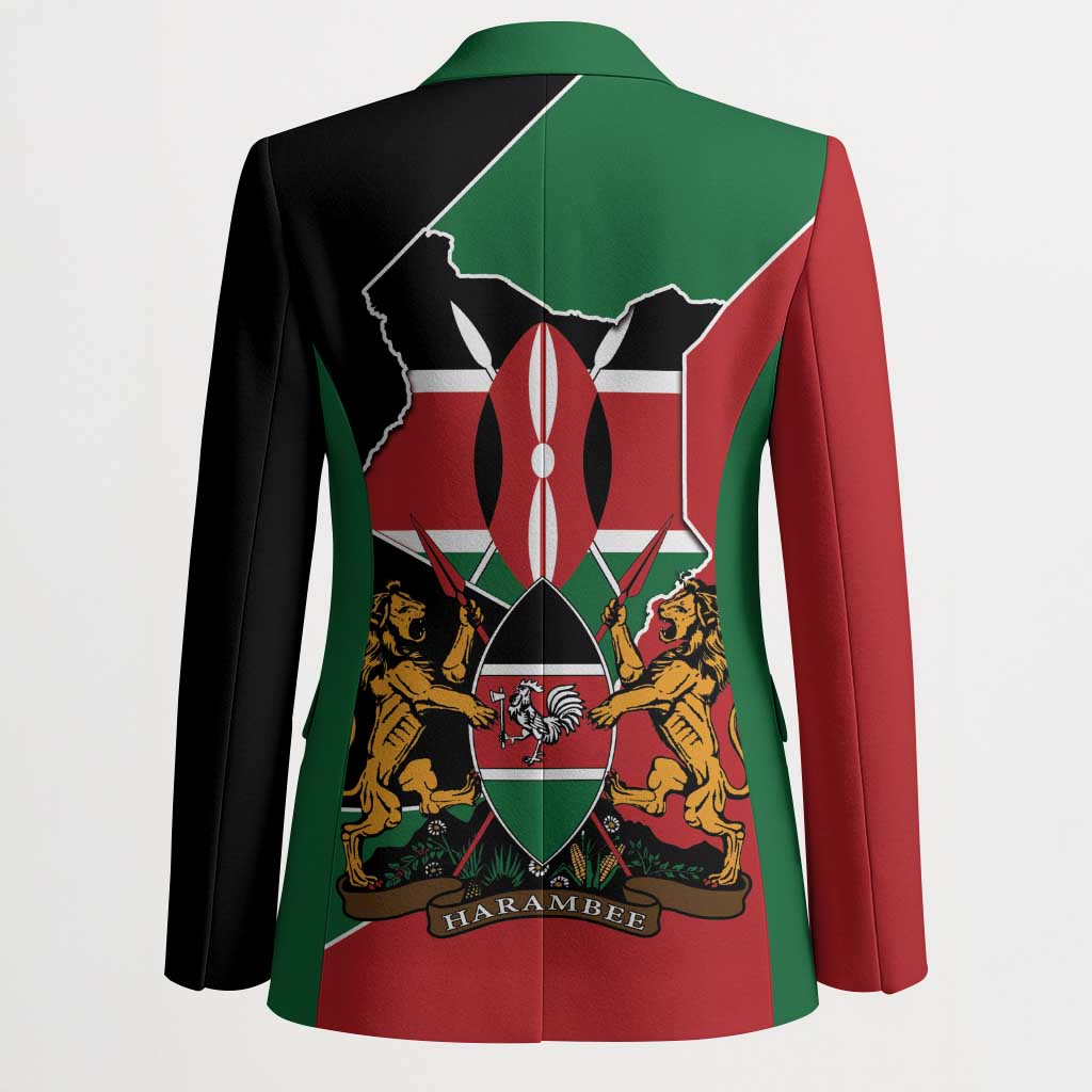 Kenya 254 Blazer Kenyan Flag Map Double Lion Shield - Wonder Print Shop