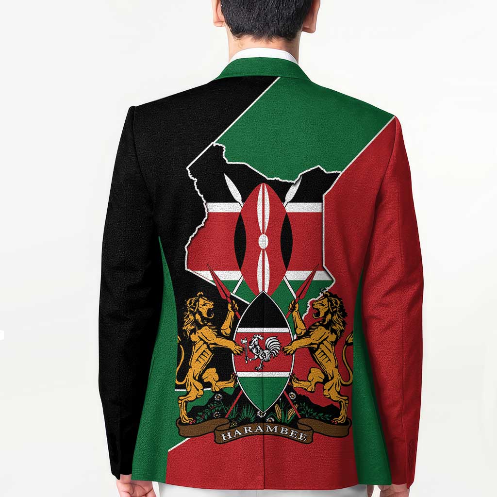 Kenya 254 Blazer Kenyan Flag Map Double Lion Shield - Wonder Print Shop