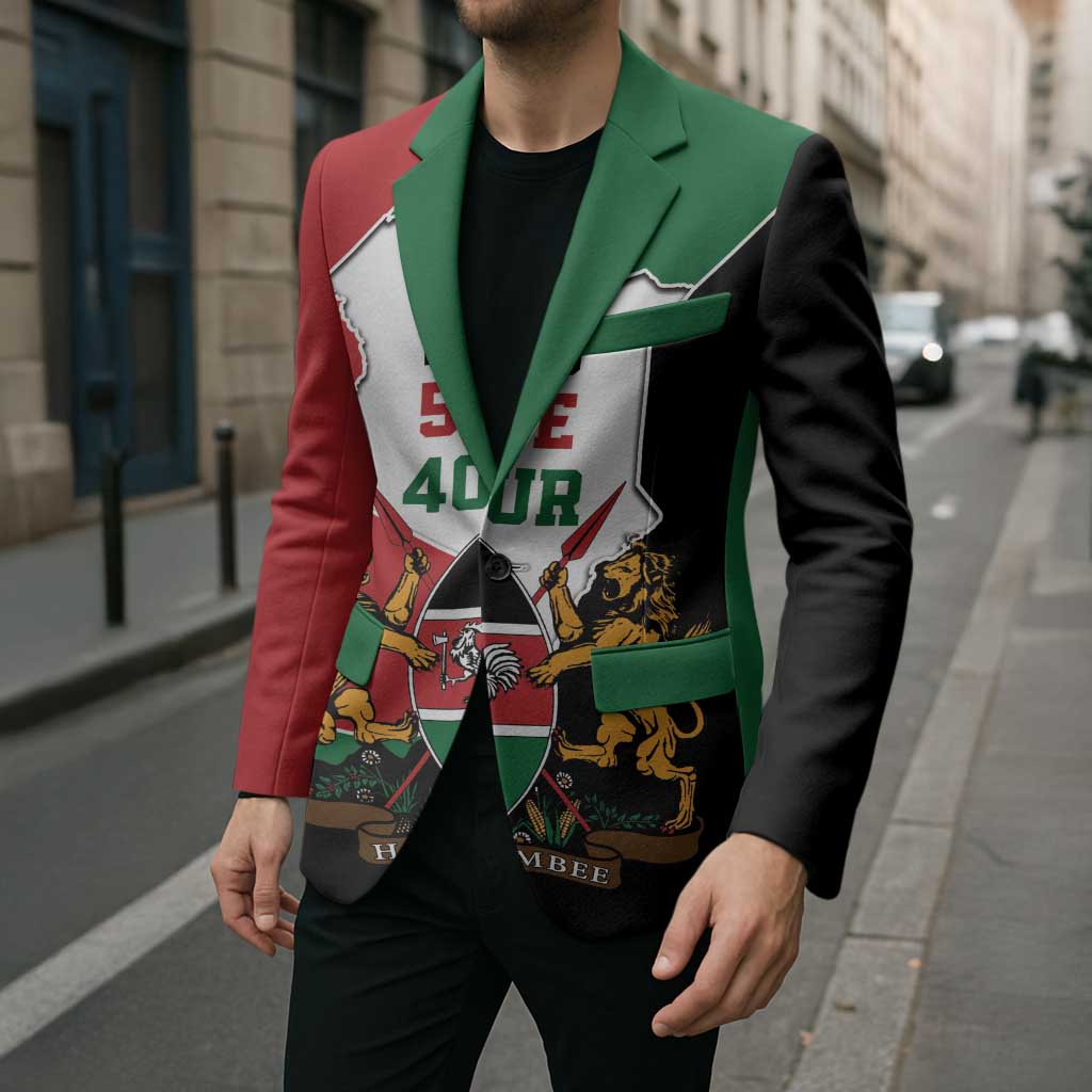 Kenya 254 Blazer Kenyan Flag Map Double Lion Shield - Wonder Print Shop