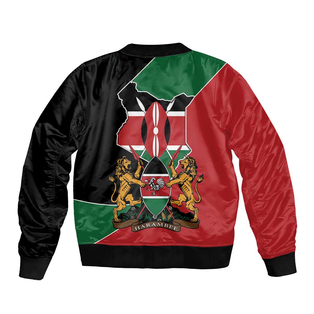Kenya 254 Bomber Jacket Kenyan Flag Map Double Lion Shield - Wonder Print Shop