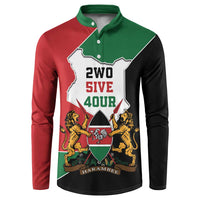 Kenya 254 Button Sweatshirt Kenyan Flag Map Double Lion Shield - Wonder Print Shop