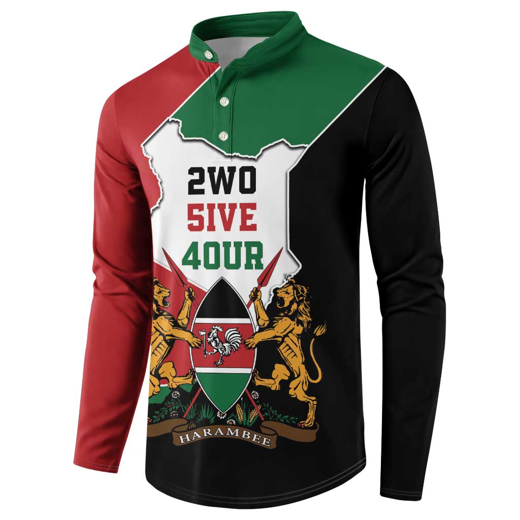 Kenya 254 Button Sweatshirt Kenyan Flag Map Double Lion Shield - Wonder Print Shop