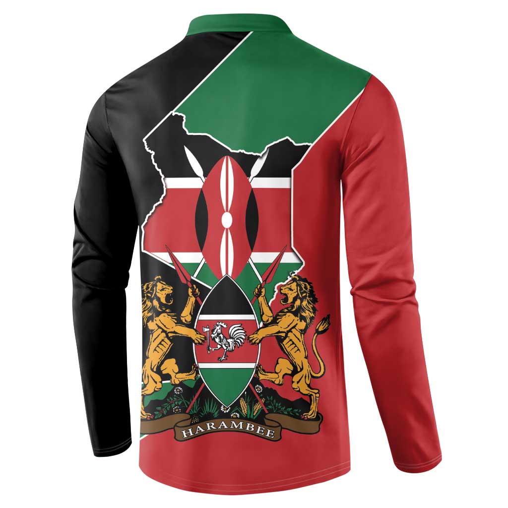 Kenya 254 Button Sweatshirt Kenyan Flag Map Double Lion Shield - Wonder Print Shop
