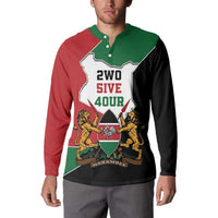 Kenya 254 Button Sweatshirt Kenyan Flag Map Double Lion Shield - Wonder Print Shop