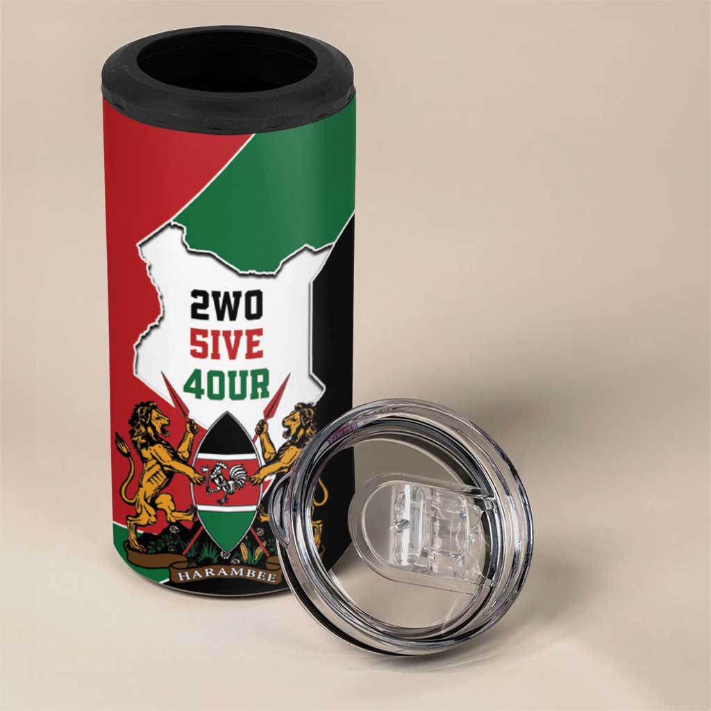 Kenya 254 4 in 1 Can Cooler Tumbler Kenyan Flag Map Double Lion Shield - Wonder Print Shop
