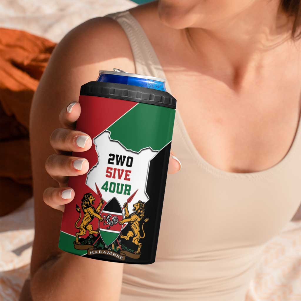 Kenya 254 4 in 1 Can Cooler Tumbler Kenyan Flag Map Double Lion Shield - Wonder Print Shop